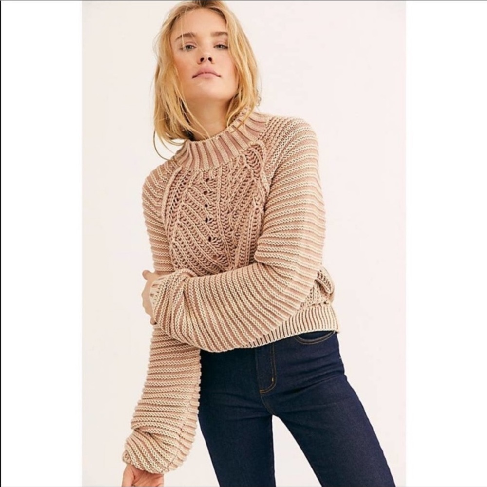 Free People Sweetheart Mockneck Sweater Sand Castle